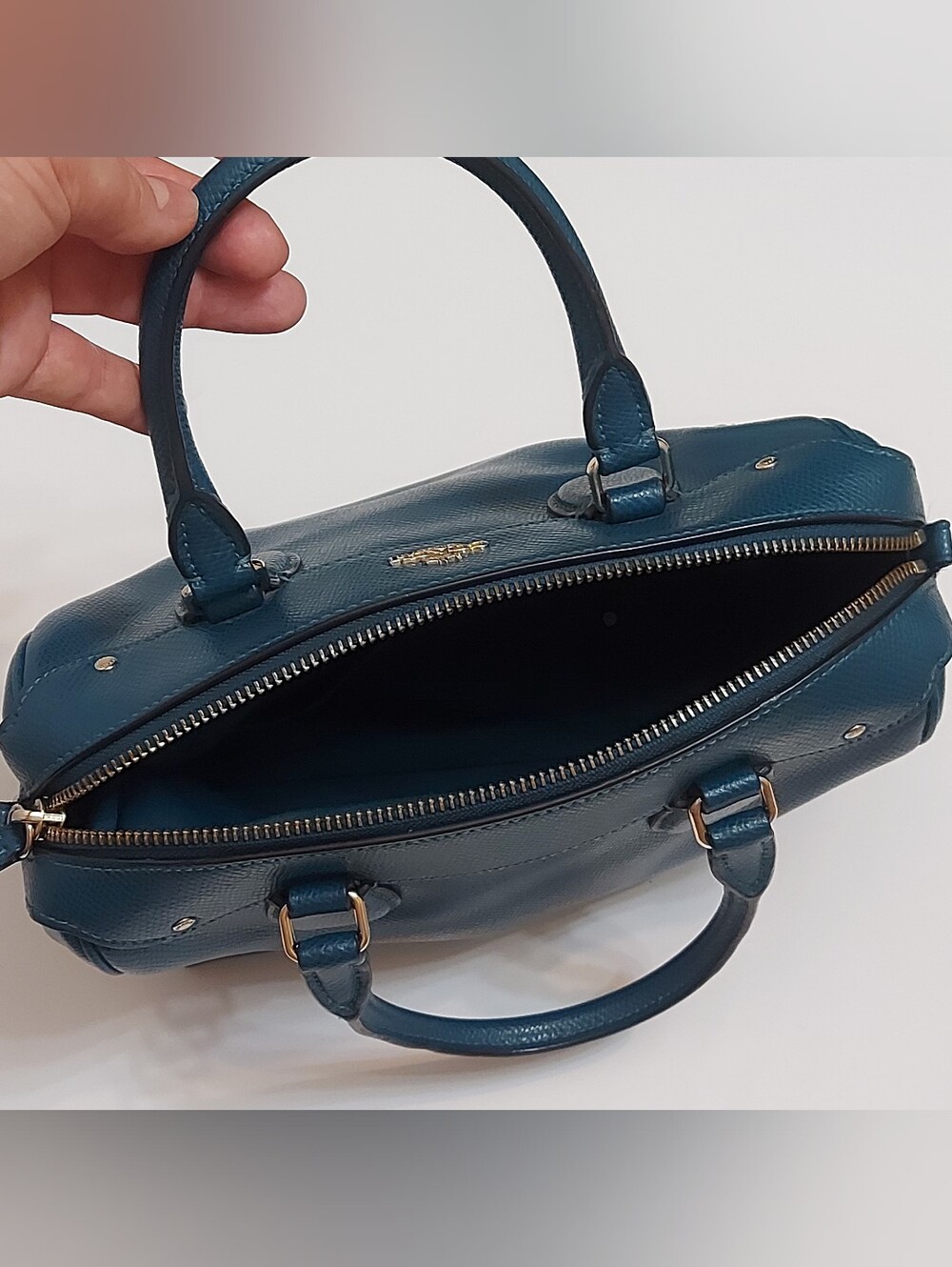 Coach Teal Pebble Leather Satchel - Coach Mini - Picture 10 of 10